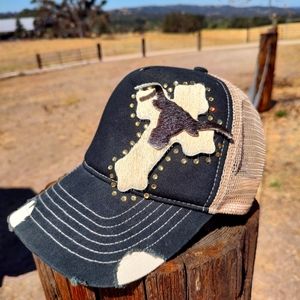 Western Trucker Hat with Hair on Cowhide Cross